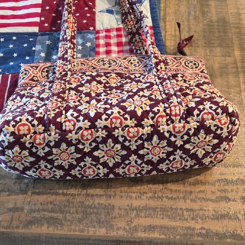 Vera Bradley Red and Pink Quilted Tote Bag - Picture 5 of 11